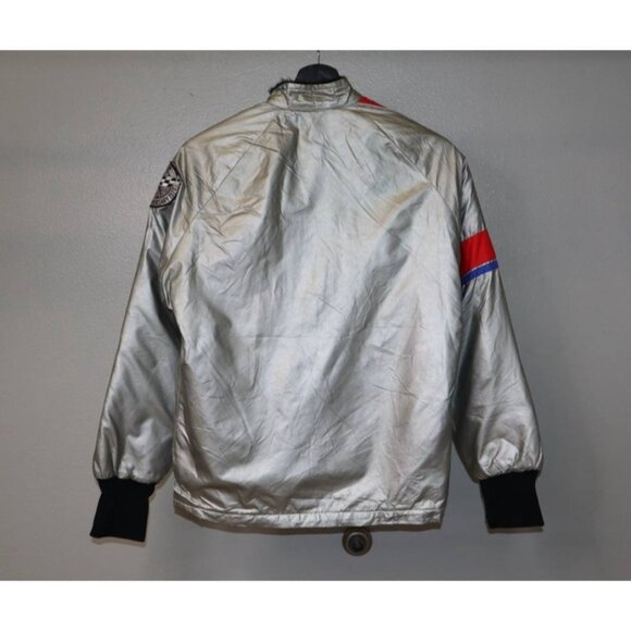 Vintage 90s Corvette Bomber Jacket Women’s S Silver Comda Sportswear Satin - Picture 2 of 11